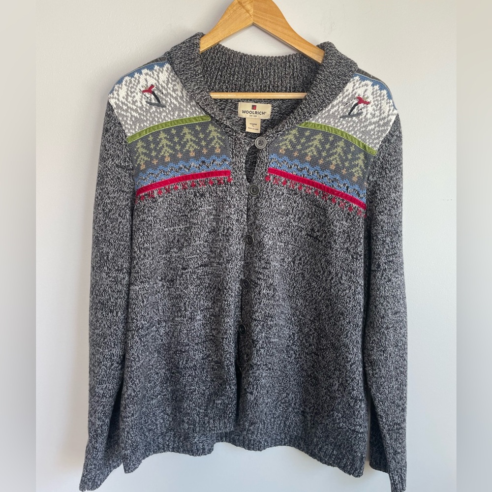 Woolrich Gray Patterned Ski Women's Sweater